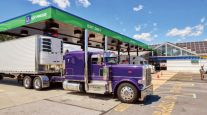 Truck taking on fuel at a TA travel stop in Pennsylvania