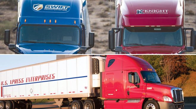 Knight-Swift and U.S. Xpress trucks