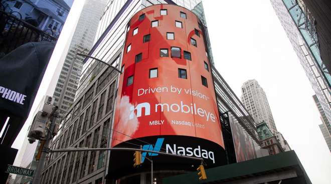 Mobileye IPO signage