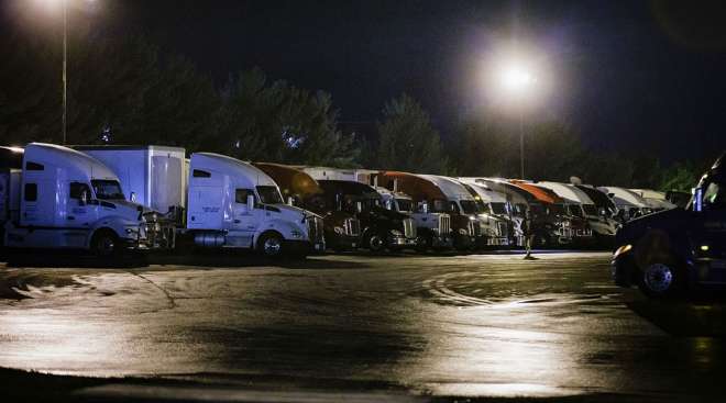 Trucks parked in Pennsylvania