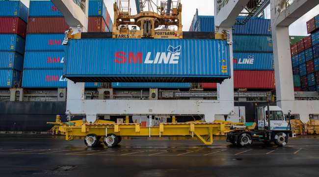 Container unloaded at Port of Portland's Terminal 6