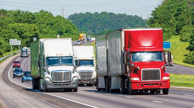 Trucks on the highway