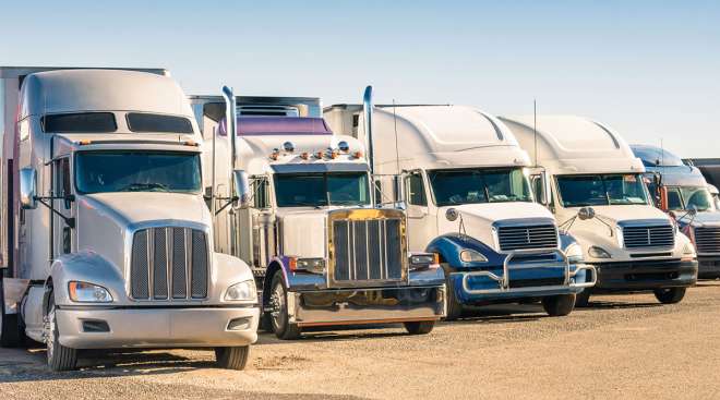 Used trucks on dealership lot