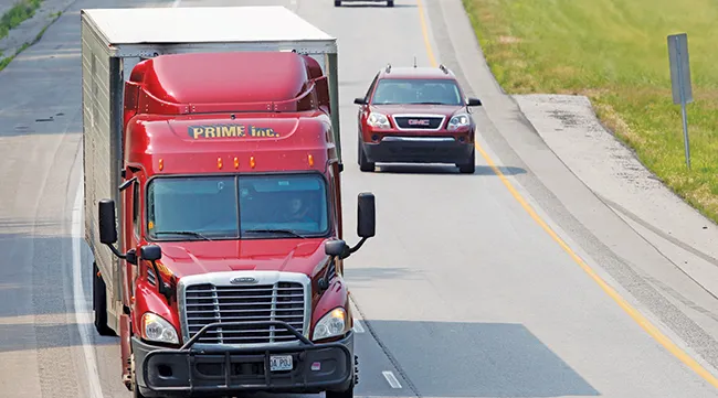 A Prime Inc. truck on the road